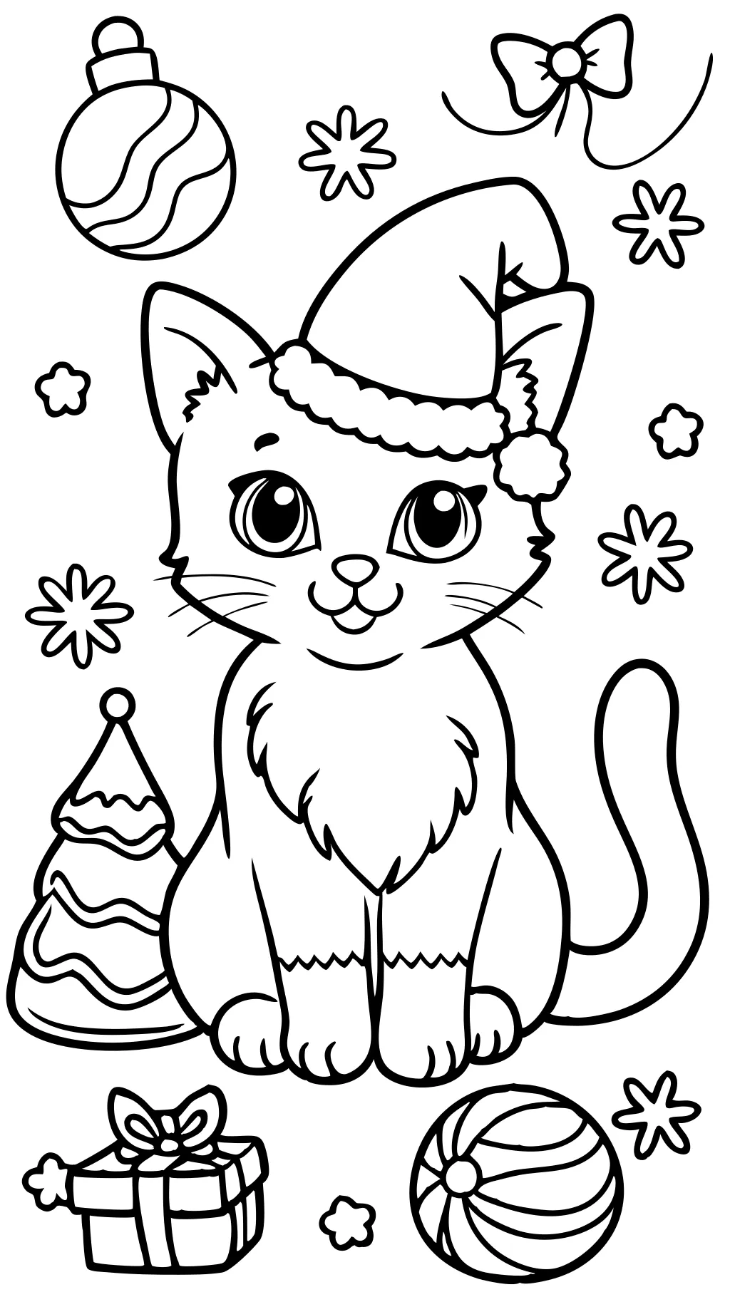 coloriages de chat de Noël